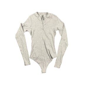 SKIMS Cotton Rib Long Sleeve Henley Button Down Bodysuit Size Large